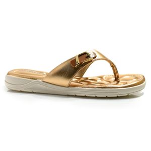 Sandália Rasteira Feminina Comfortflex Ouro Rosê 2480405