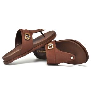 Sandália Rasteira Feminina Via Marte Marrom 174-021-01