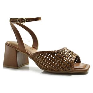 Sandália de Salto Bloco Feminina Tanara Marrom T9163