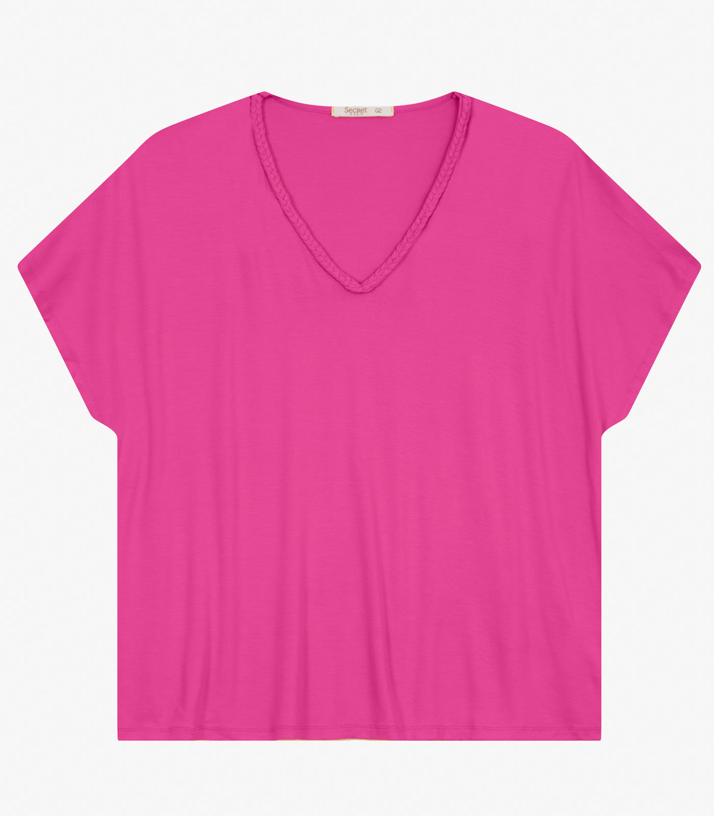 Blusa Manga Curta em Viscotorcion Secret Glam Rosa