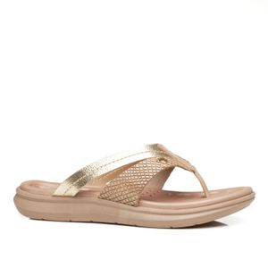 Chinelo Pegada Feminino em Couro Cream 232851-02